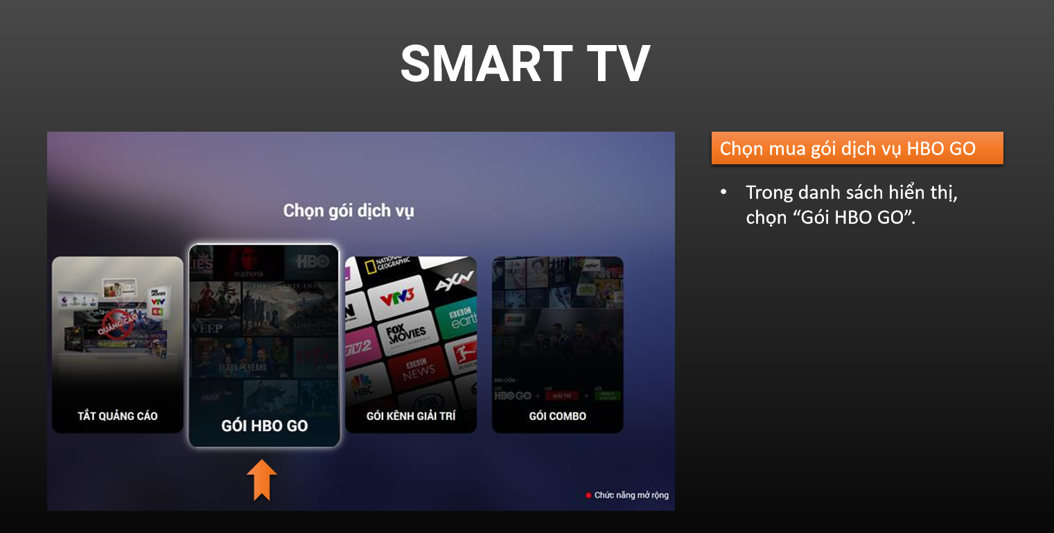 Bước 4 mua HBO GO trên smart TV
